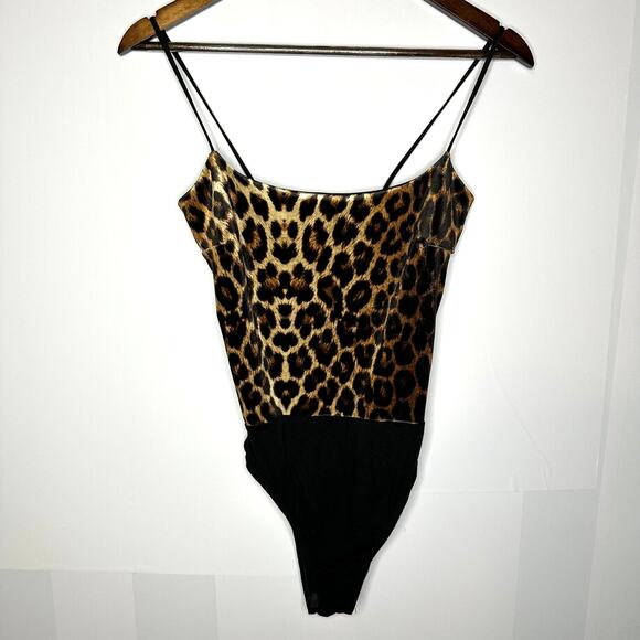 Nasty Gal NWT Leopard Print Black Spaghetti Strap Body Suit Size 4 / Small - Picture 2 of 10